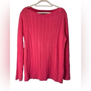 Tommy Hilfiger Women’s Pink Cable Knit Sweater — XL